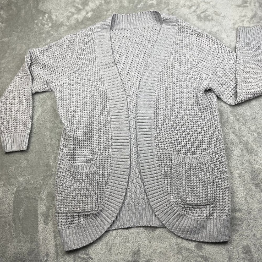 Long Sleeve Open Front Knit Cardigan Sweater Outwear Women's Large